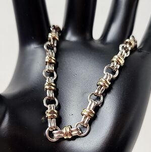 14k Yellow Gold 925 Silver Link Bracelet. Used. Unisex